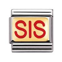 Nomination - Enamel And 18ct Gold \'Sis\' Charm 030229/09