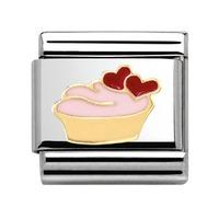 nomination 18ct gold muffin with hearts charm 03028502