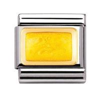 nomination 18ct gold yellow glitter rectangle charm 03020625