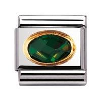 Nomination - CZ & 18ct Gold \'Emerald Green\' Charm 030601/027