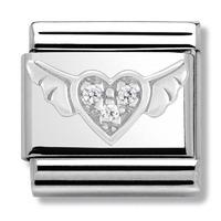 nomination cz sterling silver flying heart with cz charm 33030412
