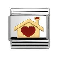 Nomination - Enamel And 18ct Gold \'Home With Heart\' Charm 030283/07