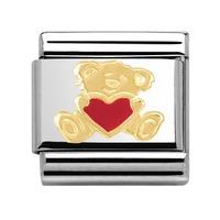nomination enamel and gold 18ct bear with heart charm 03025332