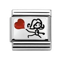 Nomination - Enamel And Sterling Silver \'Girl With A Heart Balloon\' Charm 330208/08