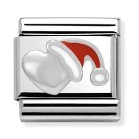 Nomination - Enamel And Sterling Silver \'Heart With Christmas Hat\' Charm 330204/05