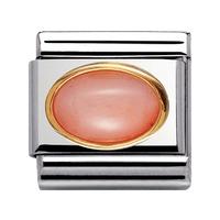 Nomination - Oval Hard Stones And Gold 18ct \'Pink Coral\' Charm 030502/10