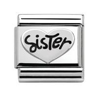 Nomination - Sterling Silver \'Sister Heart\' Charm 330101/11