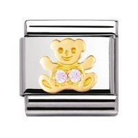 Nomination - Stainless Steel With 18ct Gold And CZ \'Pink Bear\' Charm 030304/06