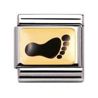 Nomination - Stainless Steel With Enamel And 18ct Gold \'Black Footprint\' Charm 030209/41