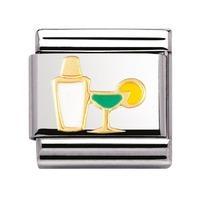 nomination enamel and 18ct gold cocktail shaker and glass charm 030218 ...