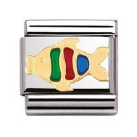 Nomination - Stainless Steel With Enamel And 18ct Gold \'Fish\' Charm 030213/02