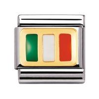 nomination stainless steel with enamel and 18ct gold ireland flag char ...