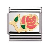 Nomination - Enamel And 18ct Gold \'Pink Rose\' Charm 030214/33