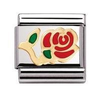 Nomination - Enamel And 18ct Gold \'Red Rose\' Charm 030214/01