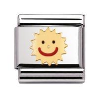 Nomination - Stainless Steel With Enamel And 18ct Gold \'Sun\' Charm 030209/35