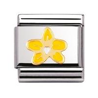 nomination enamel and 18ct gold yellow and white orchid charm 03021425