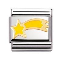 nomination stainless steel with enamel and 18ct gold yellow shooting s ...