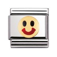 Nomination - Stainless Steel With Enamel And 18ct Gold \'Smile\' Charm 030209/34