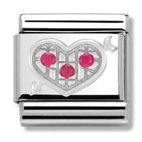 Nomination - CZ & Sterling Silver \'Red Heart With Arrow\' Charm 330304/11