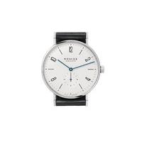 nomos glashtte tangente 38 white dial black strap watch