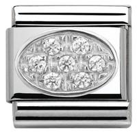 Nomination Charm Composable Classic Oval Pave White Cubic Zirconia Steel