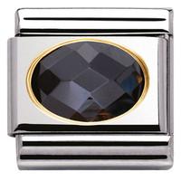 Nomination Charm Composable Classic Faceted Cubic Zirconia Black Steel
