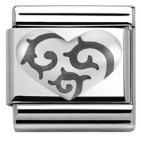 Nomination Charm Composable Classic Oxidized Symbols Heart Steel