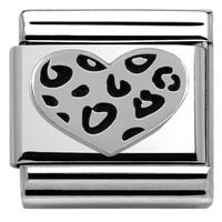Nomination Charm Composable Classic Oxidized Symbols Leopard Heart Steel