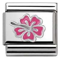 Nomination Charm Composable Classic Symbols Hibiscus Pink Steel