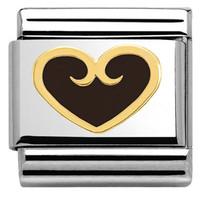 Nomination Charm Composable Classic Elegance Heart with Decoration Black Steel
