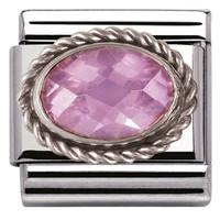 Nomination Charm Composable Classic Faceted Pink Cubic Zirconia Steel