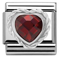 Nomination Charm Composable Link Heart Stone Red Steel