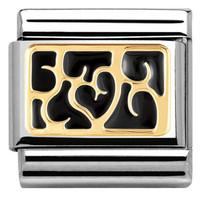 Nomination Charm Composable Classic Elegance Engraved Interlocking Hearts Black Steel