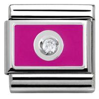 Nomination Charm Composable Link with Colored Plate White on Pink Steel