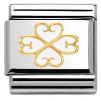 Nomination Charm Composable Classic Elegance Four-leaf Clover with Heart White Steel