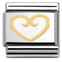 Nomination Charm Composable Classic Elegance Heart with Decoration White Steel