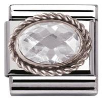 Nomination Charm Composable Classic Faceted White Cubic Zirconia Steel