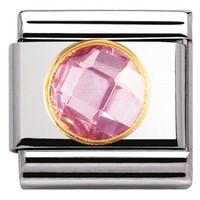 Nomination Charm Composable Classic Links Pink Round Cubic Zirconia Steel