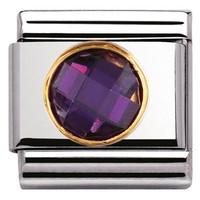 Nomination Charm Composable Classic Links Purple Round Cubic Zirconia Steel