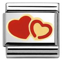 nomination charm composable classic love 1 doppio cuore serie steel