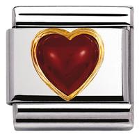 Nomination Charm Composable Classic Stones Hearts Red Agate Steel