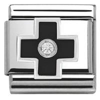 Nomination Charm Composable Classic Symbols Black Cross Steel