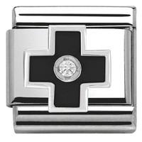 nomination charm composable classic symbols black cross steel