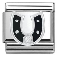 Nomination Charm Composable Classic Symbols Black Horseshoe Steel