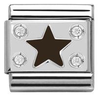 Nomination Charm Composable Classic Symbols Black Plate with Star Steel