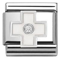 Nomination Charm Composable Classic Symbols White Cross Steel