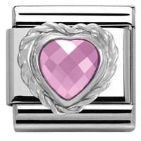 nomination charm composable link heart stone pink steel