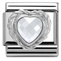 nomination charm composable link heart stone white steel