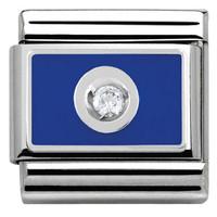 nomination charm composable link with colored plate white on blue stee ...