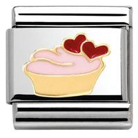Nomination Charm Composable Madame & Monsieur Link Muffin with Hearts Steel